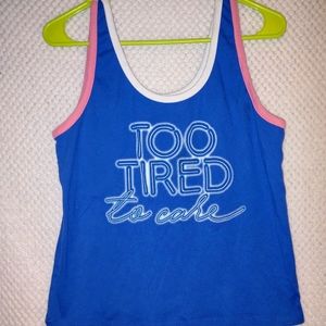 Wound Up Too Tired To Care Tank Top Junior XXXL(21) Color Blue Casual Sleeveless